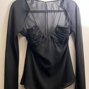 Zara black arm warmer strappy top